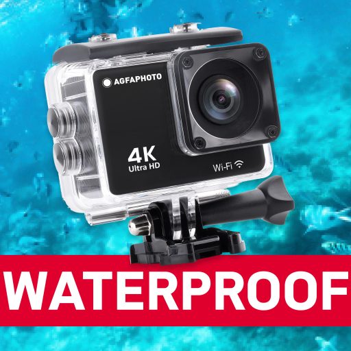 Agfaphoto Realimove AC9000BK akciókamera, 4K, 170°, wifi, 30m-ig vízálló tok