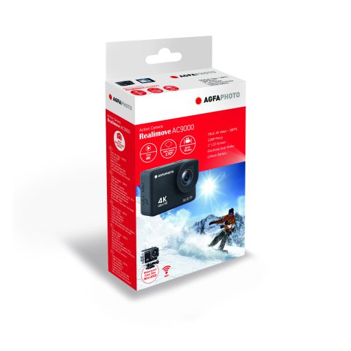 Agfaphoto Realimove AC9000BK akciókamera, 4K, 170°, wifi, 30m-ig vízálló tok