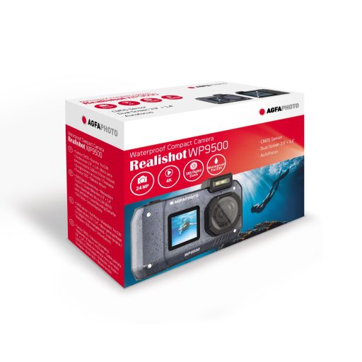Agfaphoto Realishot WP9500 vízálló digitális fényképezőgép, dupla kijelző, fekete