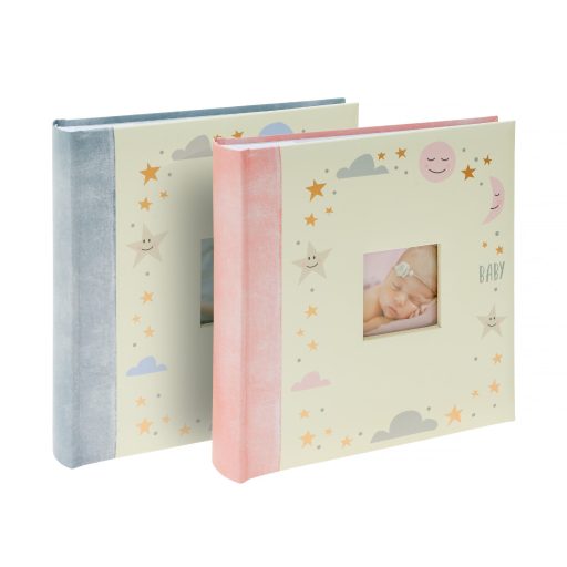 Kenro Sun, Moon & Stars baba fotóalbum, memo, 200 db 10x15, ablakos borító, rózsaszín