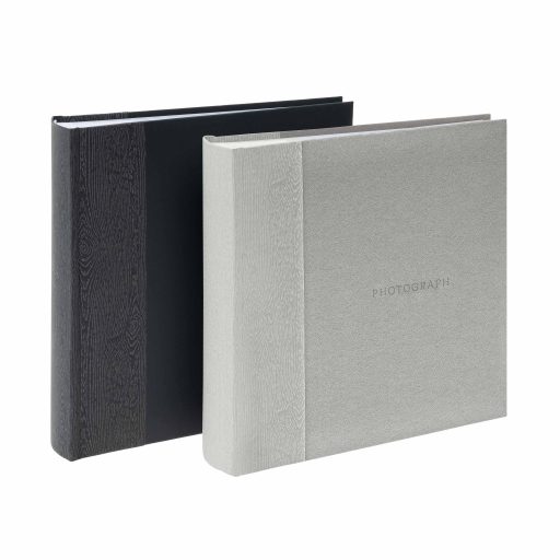 Kenro Kington fotóalbum, memo, 200db 10x15, faerezet minta, PHOTOGRAPH dombornyomott felirat, szürke
