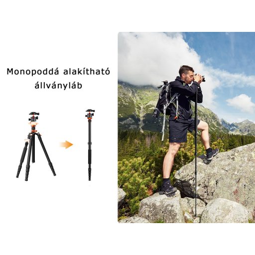 K&F Concept K255A4+BH-28L állvány + monopod, fekete-narancssárga V2
