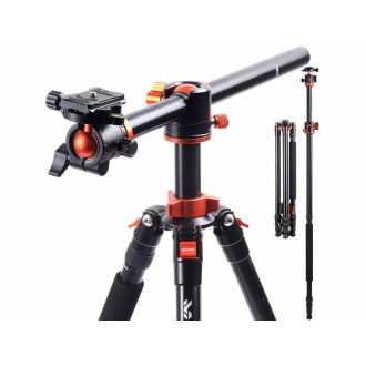   K&F Concept T254A4+BH-28L állvány + monopod, elforgatható középoszloppal, fekete-narancssárga