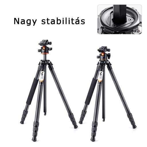 K&F Concept A254C4+BH-35L karbon állvány + monopod, fekete-narancs