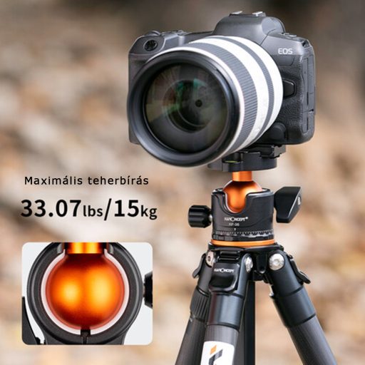 K&F Concept A254C4+BH-35L karbon állvány + monopod, fekete-narancs