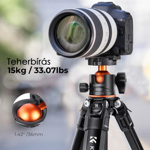 K&F Concept Traveller M1 kompakt utazó fényképező állvány, tripod gömbfejjel V1