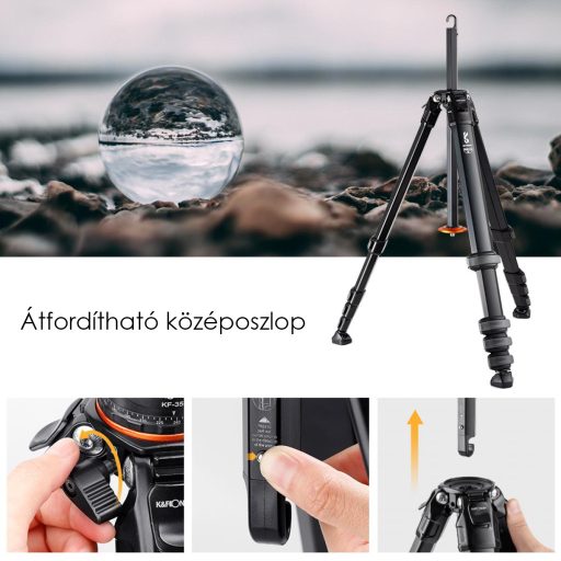 K&F Concept Traveller M1 kompakt utazó fényképező állvány, tripod gömbfejjel V1