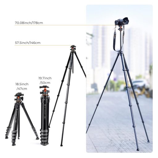 K&F Concept Traveller M1 kompakt utazó fényképező állvány, tripod gömbfejjel V1