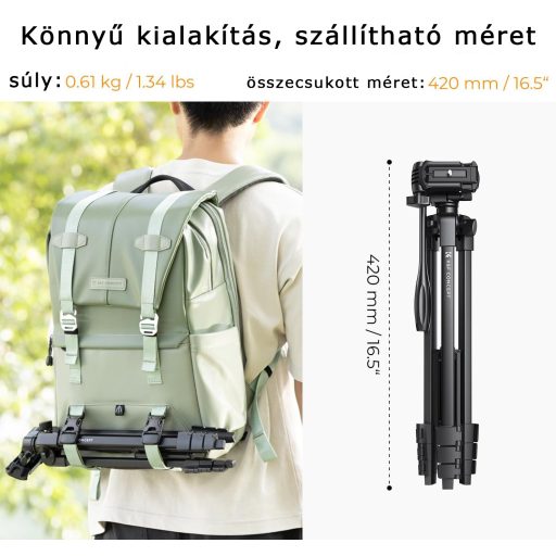 K&F Concept B174A1 állvány, telefontartó adapterrel, bluetooth kioldóval
