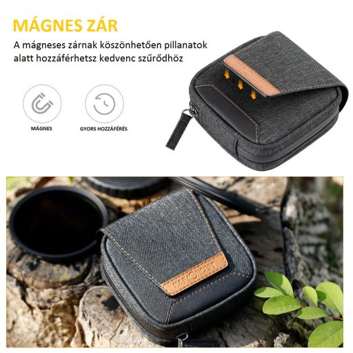 K&F Concept 4 zsebes kameralencse, szűrőtok, vízálló, ütésálló, porálló 37-95 mm-es szűrőkhöz