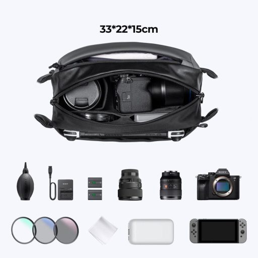 K&F Concept Alpha Sling 10L, fotós oldaltáska, fekete szürke