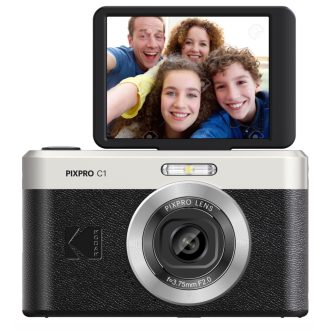   Kodak Pixpro C1 kompakt digitális fényképezőgép, kihajtható kijelző, fekete