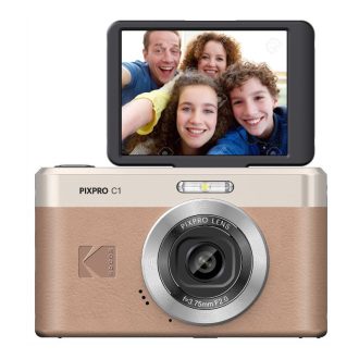   Kodak Pixpro C1 kompakt digitális fényképezőgép, kihajtható kijelző, barna
