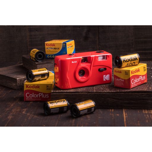 Kodak M35 analóg filmes fényképezőgép, skarlátvörös, 35 mm filmhez