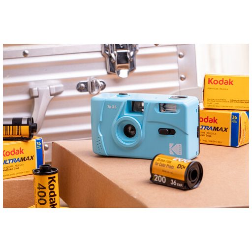 Kodak M35 analóg filmes fényképezőgép, kék, 35 mm filmhez