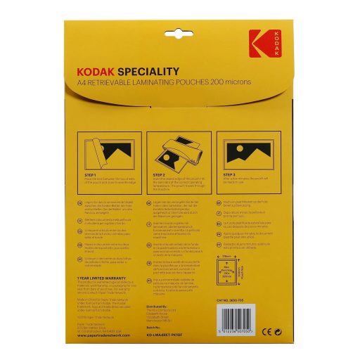 Kodak visszaszedhető lamináló fólia A4, 200 micron, 10 db