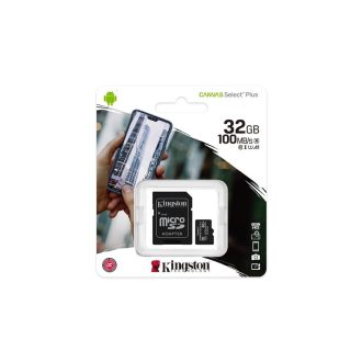   Kingston Canvas Select Plus micro SDHC + adapter 32GB cl10 uhs-i u1 v10 a1 (100 mb/s olvasási sebesség)