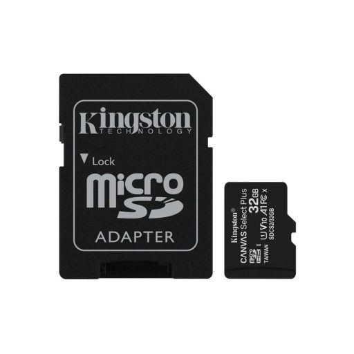 Kingston Canvas Select Plus micro SDHC + adapter 32GB cl10 uhs-i u1 v10 a1 (100 mb/s olvasási sebesség)