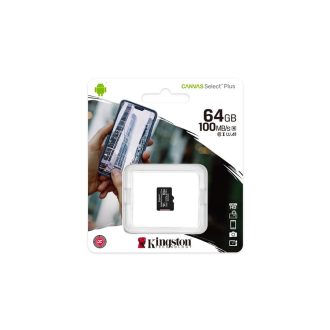   Kingston Canvas Select Plus Micro SDXC 64GB CL10 UHS-I U1 V10 A1 (100 MB/s olvasási sebesség)