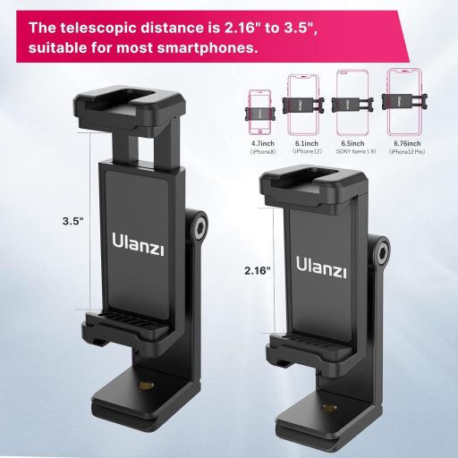 Ulanzi ST-22 elforgatható, döntehető telefontartó állvány adapter, 2 vakupapucs, arca swiss, fém