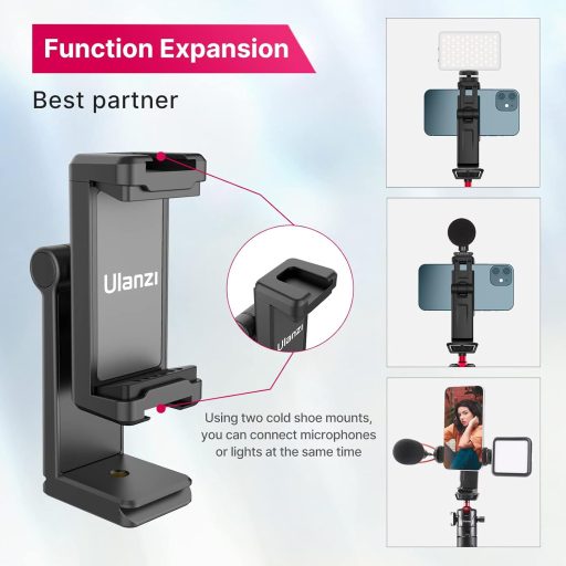 Ulanzi ST-22 elforgatható, döntehető telefontartó állvány adapter, 2 vakupapucs, arca swiss, fém