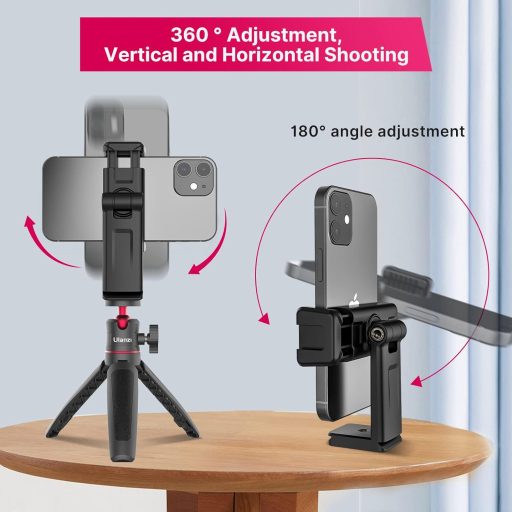 Ulanzi ST-22 elforgatható, döntehető telefontartó állvány adapter, 2 vakupapucs, arca swiss, fém