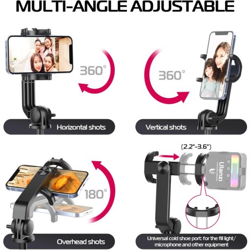 Ulanzi SK-03 szelfie állvány, monopod, bluetooth adapter, 30-160cm magasság