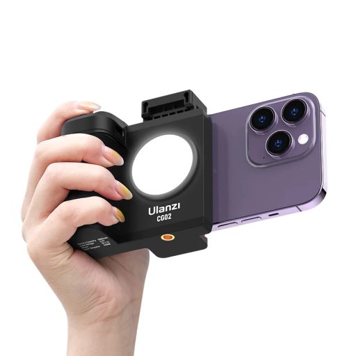 Ulanzi CG-02 okostelefon markolat lámpával, bluetooth kioldóval, fekete
