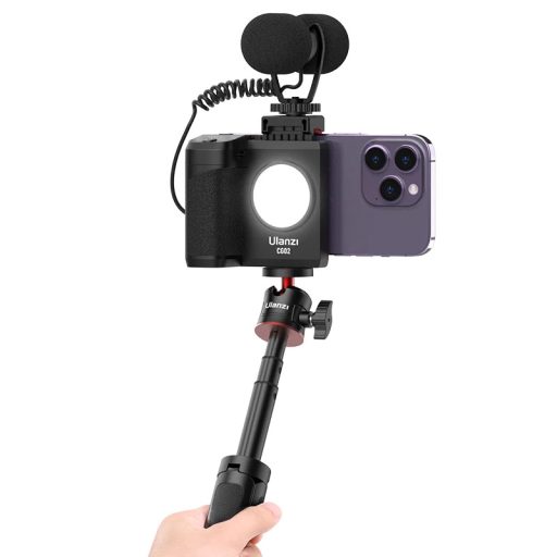 Ulanzi CG-02 okostelefon markolat lámpával, bluetooth kioldóval, fekete