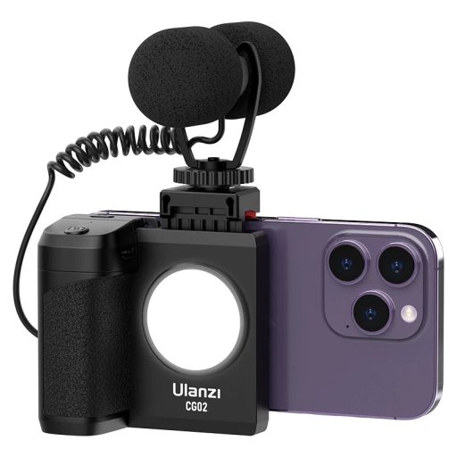 Ulanzi CG-02 okostelefon markolat lámpával, bluetooth kioldóval, fekete